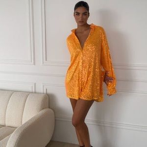 SLA the label Ibiza shirt dress in orange - size medium NWT